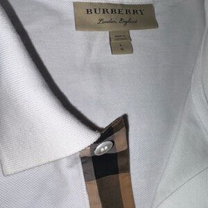 Burberry Ivory Polo with Signature Check Detail